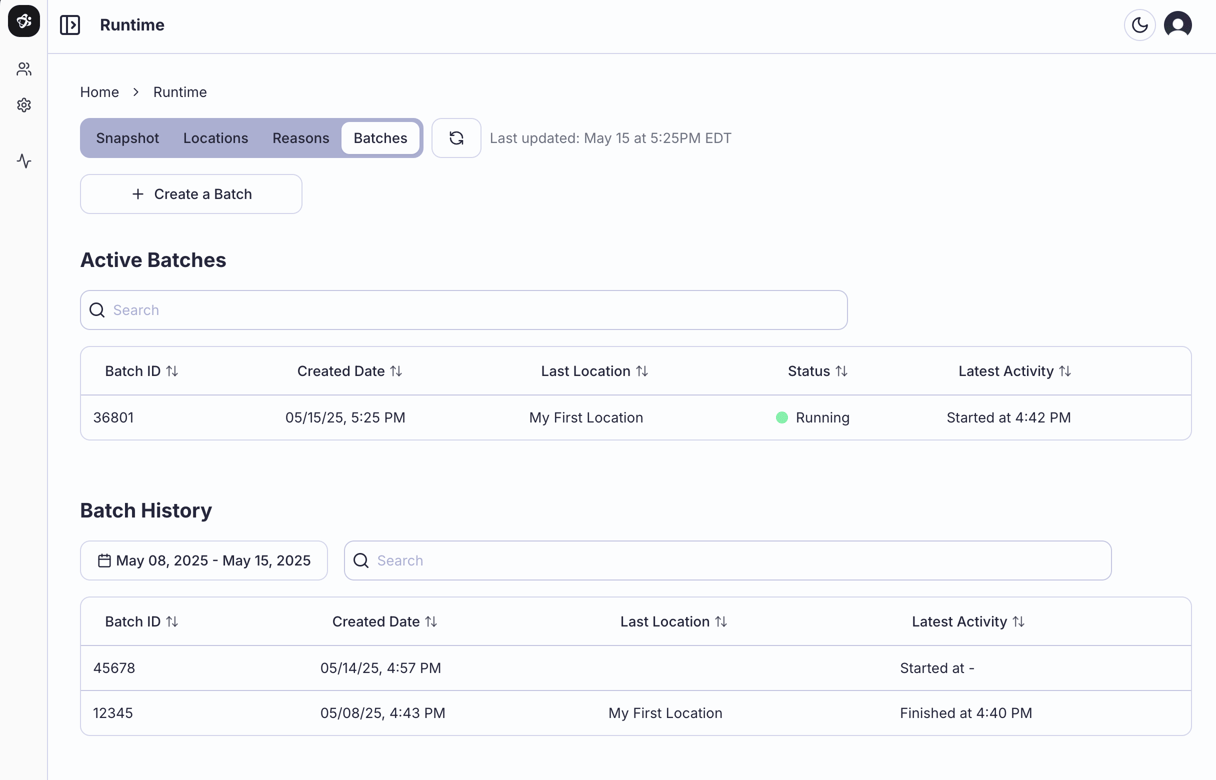 Track Batch Product Release | Track batches of product in Runtime